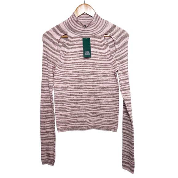 New with Tag Wild Fable Women Cold Shoulder Neutral Space Dye Turtleneck Sweater - Picture 2 of 16